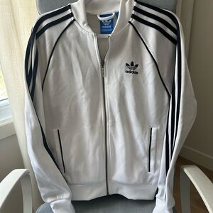Adidas Classic White Jacket with Black Stripes